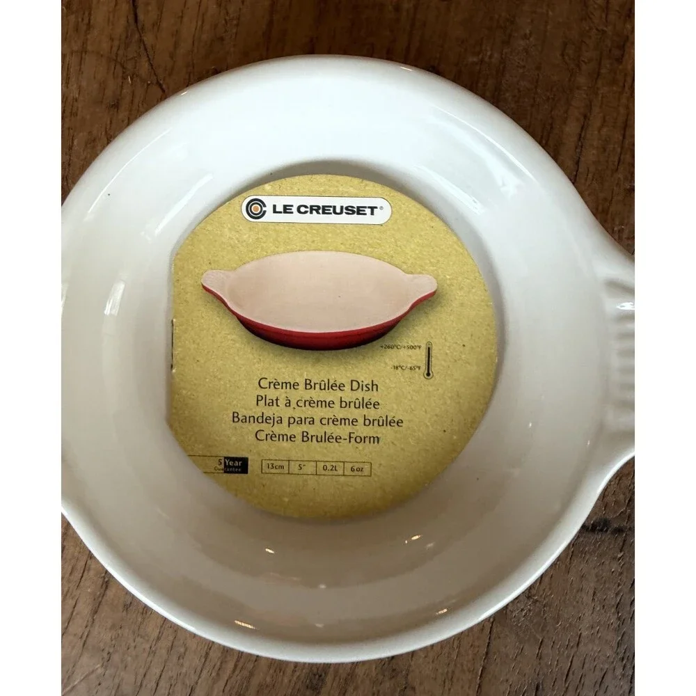 Le Creuset Stoneware 7oz 13 cm Crème Brulee Egg Dish White NEW NWT